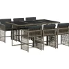 vidaXL - 7-delige Tuinset donkergrijs kussens - PE rattan en staal - 110x106 cm