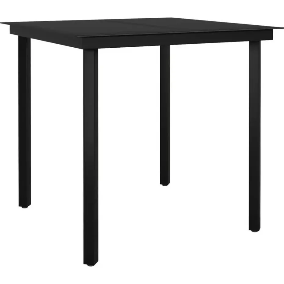 vidaXL - 5-delige Tuinset met kussens - Zwart PVC-rattan en staal - 80x80 cm