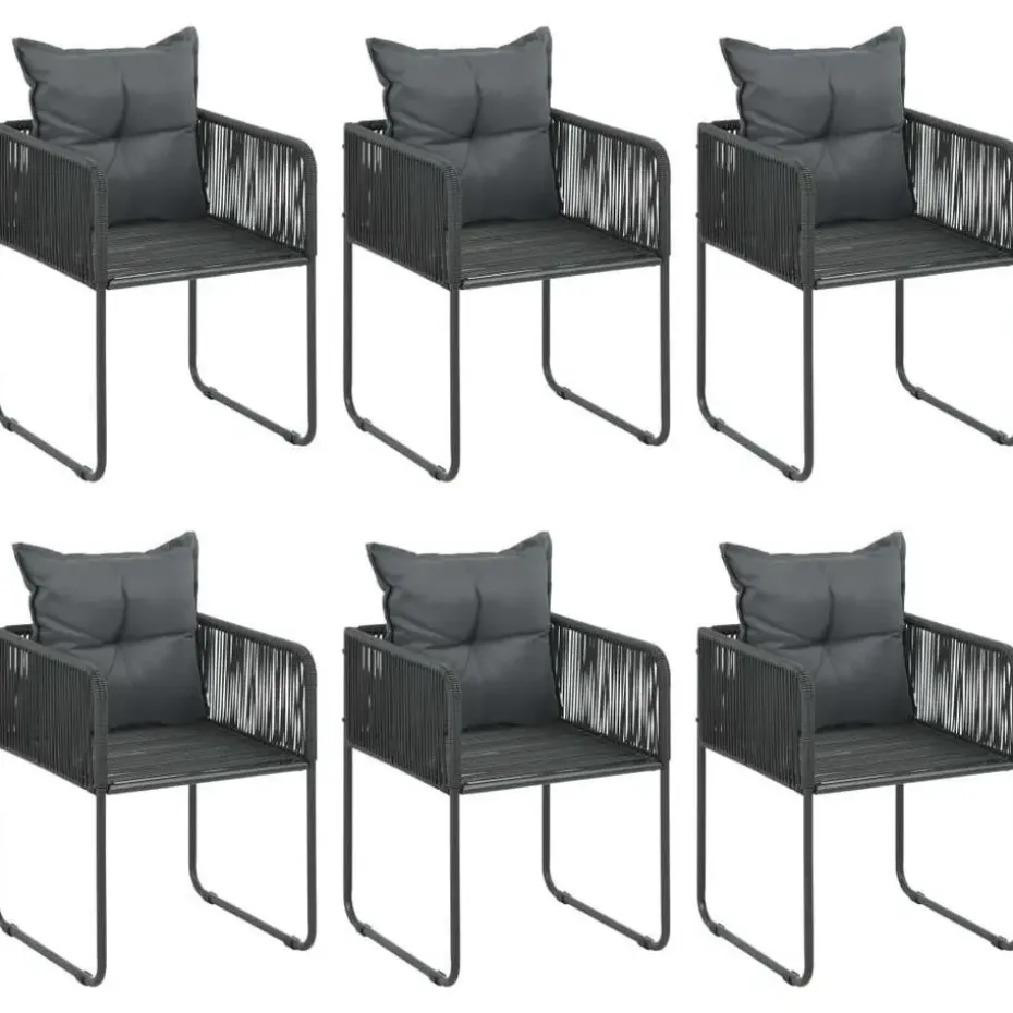 vidaXL - 7-delige Tuinset met kussens - Zwart - PVC-rattan - 184.5x90 cm