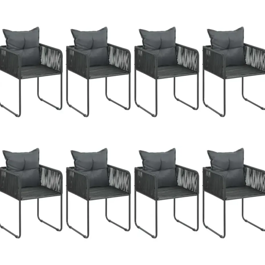 vidaXL - 9-delige Tuinset met kussens - Zwart - PVC-rattan - 184.5x90 cm