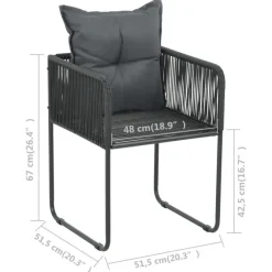 vidaXL - 9-delige Tuinset met kussens - Zwart - PVC-rattan - 184.5x90 cm