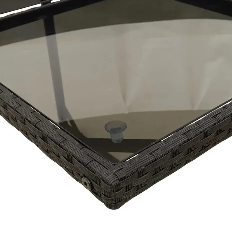 vidaXL - 5-delige Tuinset met kussens - Zwart - PE rattan en glas - 110x106 cm