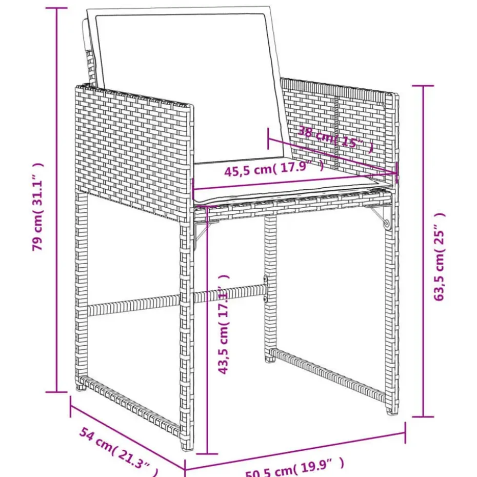 vidaXL - 5-delige Tuinset met kussens - Zwart - PE rattan en glas - 110x106 cm