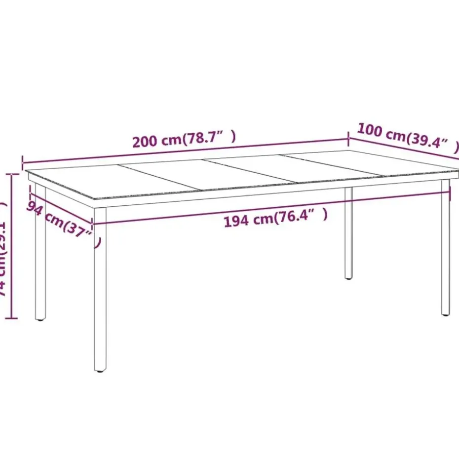 vidaXL - 9-delige Tuinset met kussens 8 grijs verstelbaar stoelen - 200x100 cm