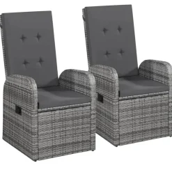 vidaXL - 9-delige Tuinset met kussens 8 grijs verstelbaar stoelen - 200x100 cm