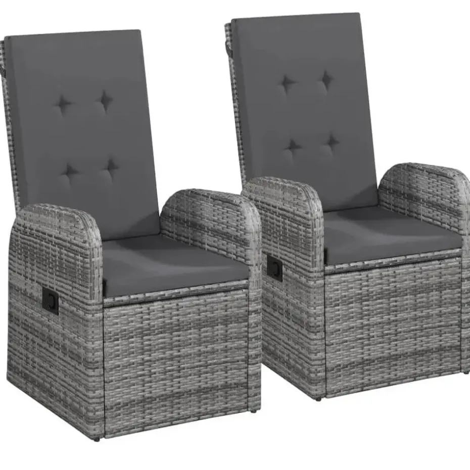 vidaXL - 9-delige Tuinset met kussens 8 grijs verstelbaar stoelen - 200x100 cm
