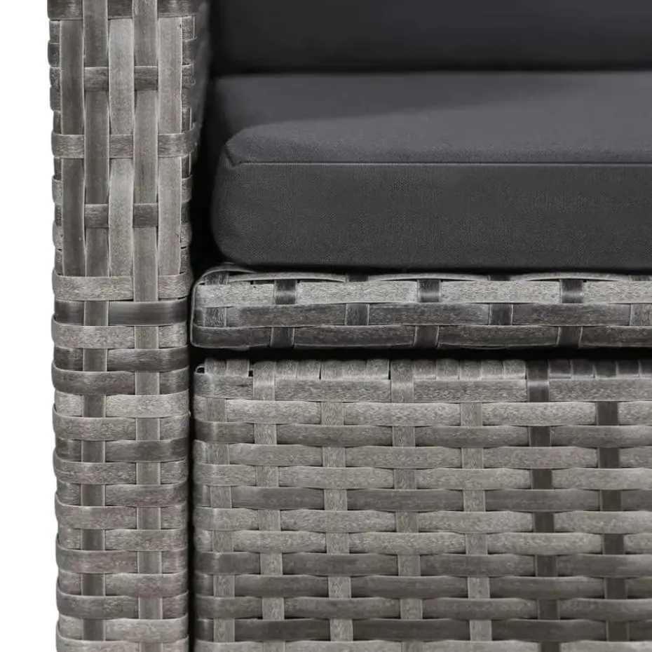 vidaXL - 9-delige Tuinset met kussens 8 grijs verstelbaar stoelen - 200x100 cm