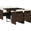 vidaXL - 5-delige Tuinset met wit kussens - Bruin - PE rattan - 110x106 cm