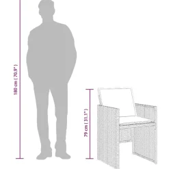 vidaXL - 5-delige Tuinset met wit kussens - Bruin - PE rattan - 110x106 cm
