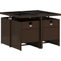 vidaXL - 5-delige Tuinset met wit kussens - Bruin - PE rattan - 110x106 cm