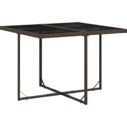 vidaXL - 5-delige Tuinset met wit kussens - Bruin - PE rattan - 110x106 cm