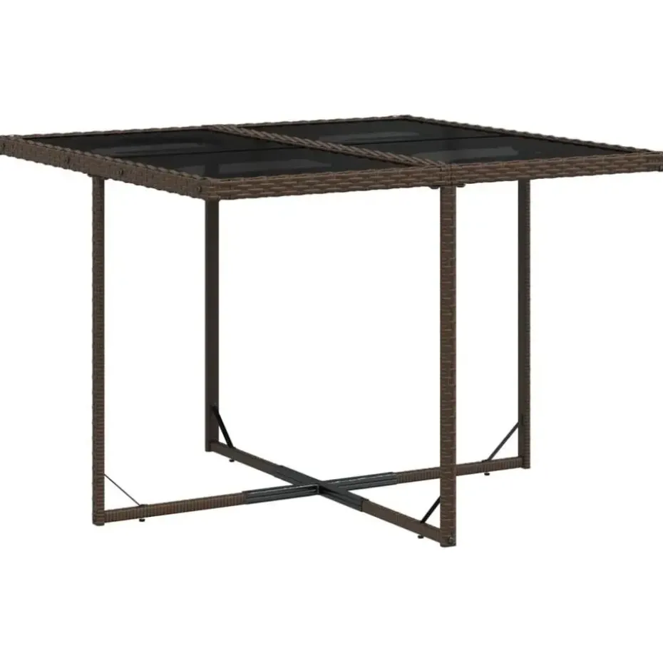 vidaXL - 5-delige Tuinset met wit kussens - Bruin - PE rattan - 110x106 cm