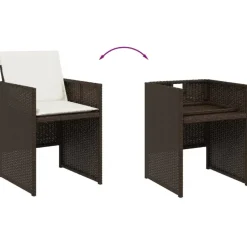 vidaXL - 5-delige Tuinset met wit kussens - Bruin - PE rattan - 110x106 cm