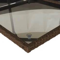 vidaXL - 5-delige Tuinset met wit kussens - Bruin - PE rattan - 110x106 cm