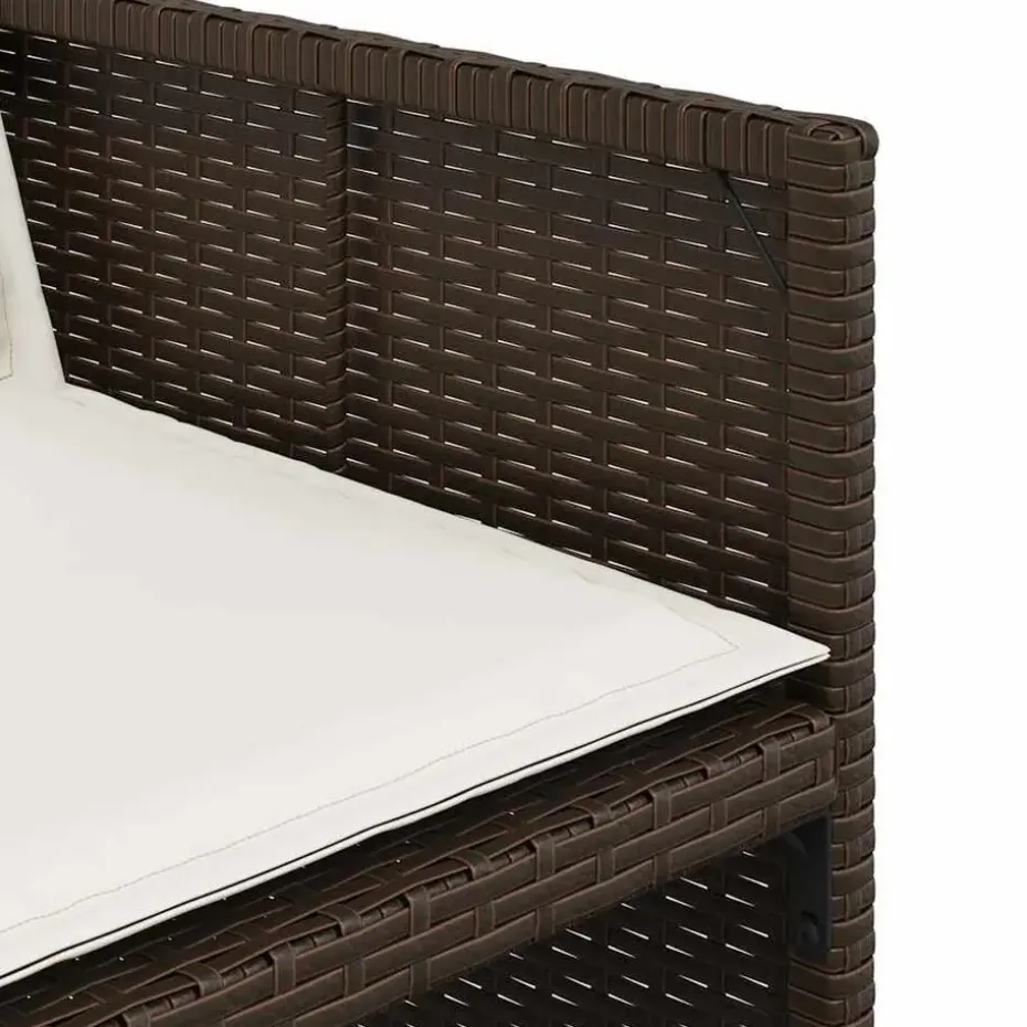 vidaXL - 5-delige Tuinset met wit kussens - Bruin - PE rattan - 110x106 cm