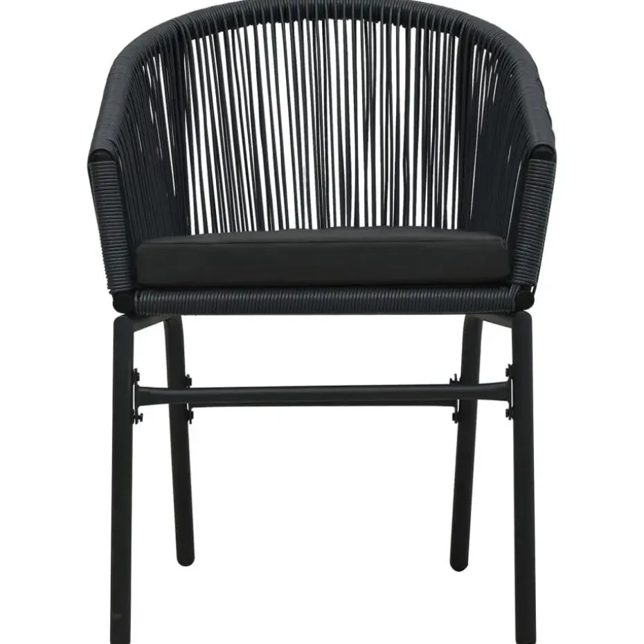 vidaXL - 5-delige Tuinset met kussens - Zwart PVC-rattan en staal - 140x70 cm