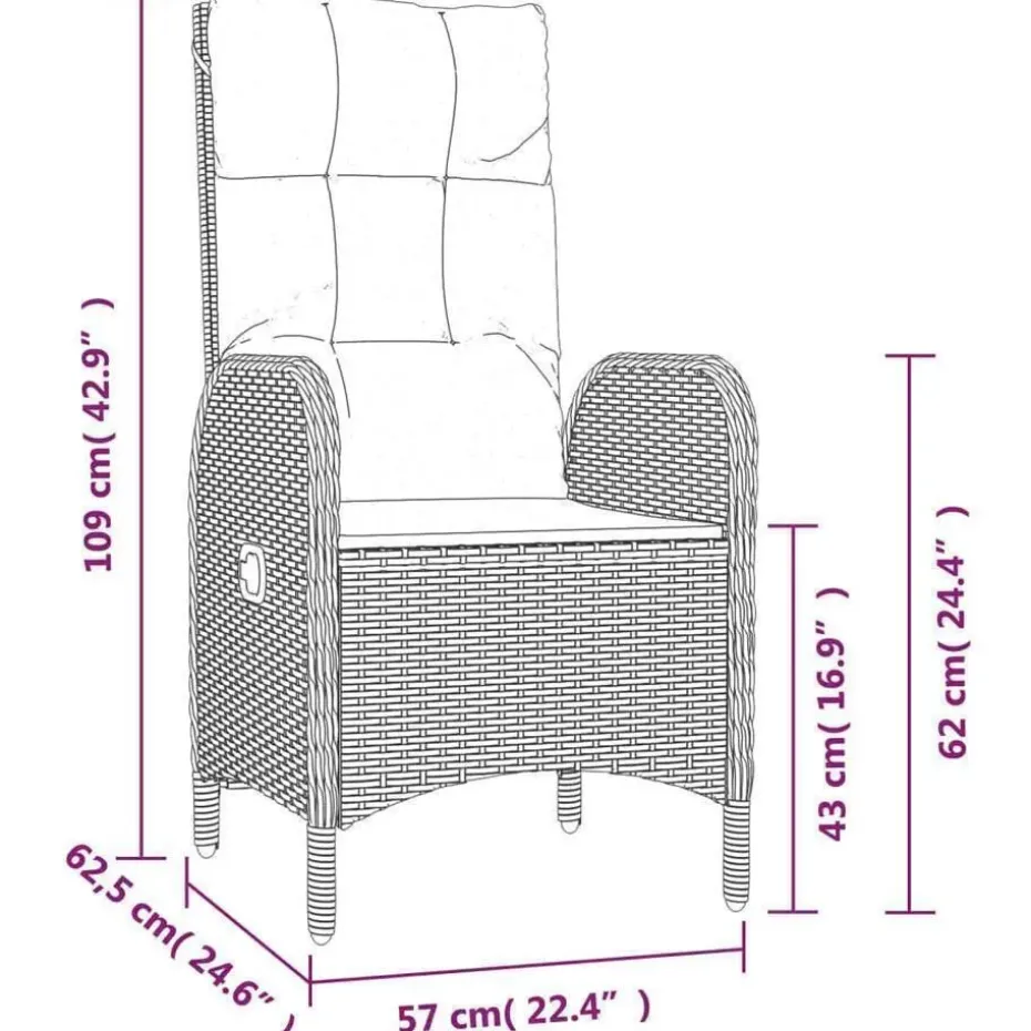 vidaXL - 5-delige Tuinset met kussens - Zwart - PE-rattan en glas - 160x80 cm