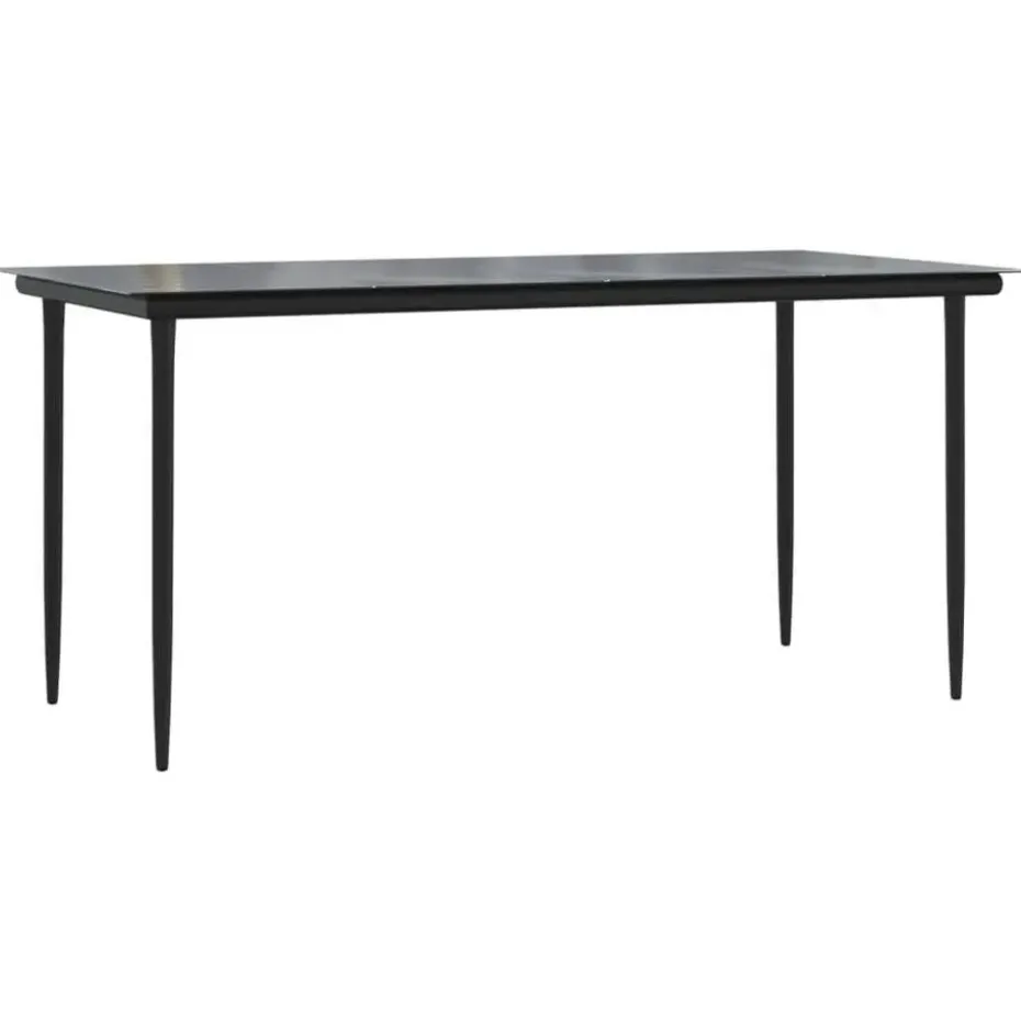 vidaXL - 5-delige Tuinset met kussens - Zwart - PE-rattan en glas - 160x80 cm