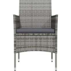 vidaXL - 7-delige Tuinset met kussens - Grijs en zwart - PE rattan - 140x70 cm