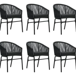 vidaXL - 7-delige Tuinset met kussens - Zwart PVC-rattan en staal - 140x70 cm