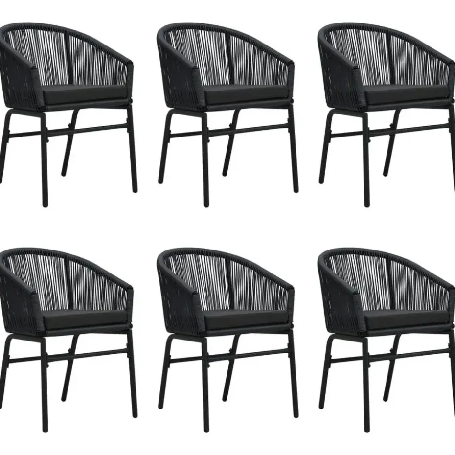 vidaXL - 7-delige Tuinset met kussens - Zwart PVC-rattan en staal - 140x70 cm