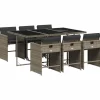vidaXL - 7-delige Tuinset met donkergrijs kussens - PE rattan - 110x106 cm
