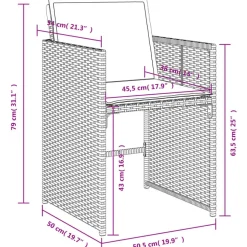 vidaXL - 7-delige Tuinset met donkergrijs kussens - PE rattan - 110x106 cm