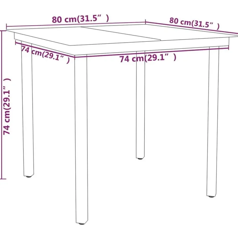 vidaXL - 5-delige Tuinset met kussens - Zwart PE rattan & staal - 80x80 cm
