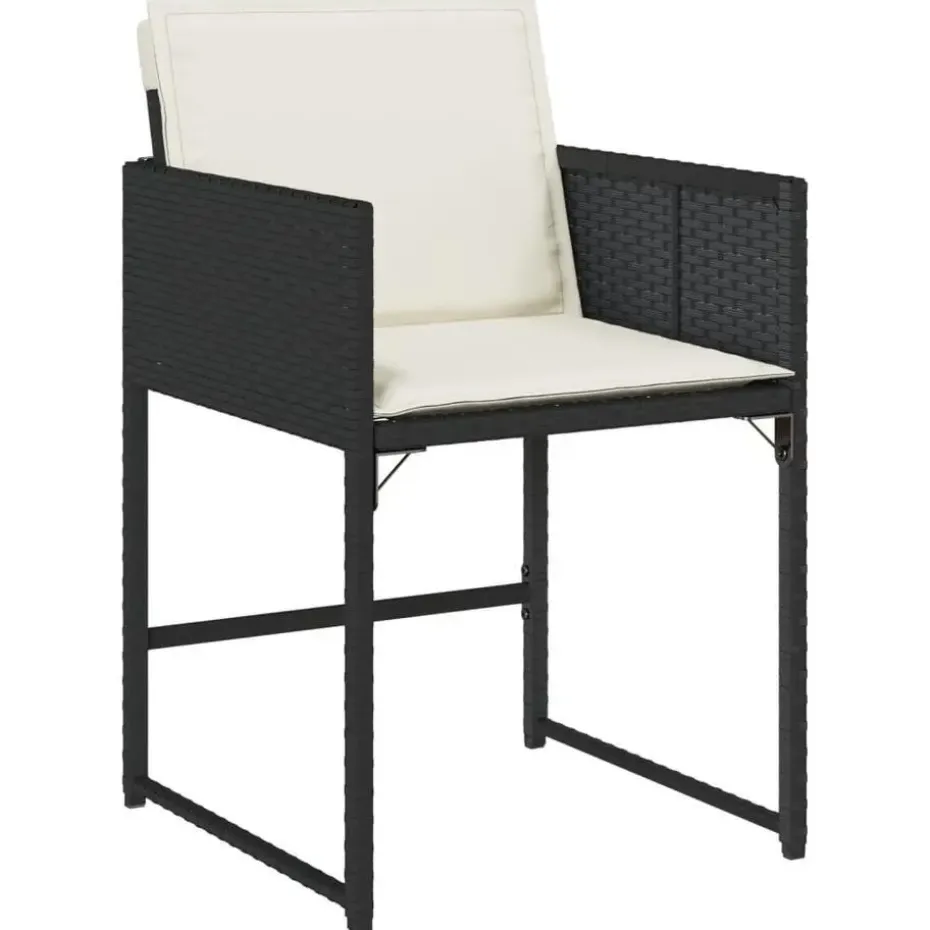 vidaXL - 5-delige Tuinset wit kussens - Zwart - PE rattan en glas - 110x106 cm