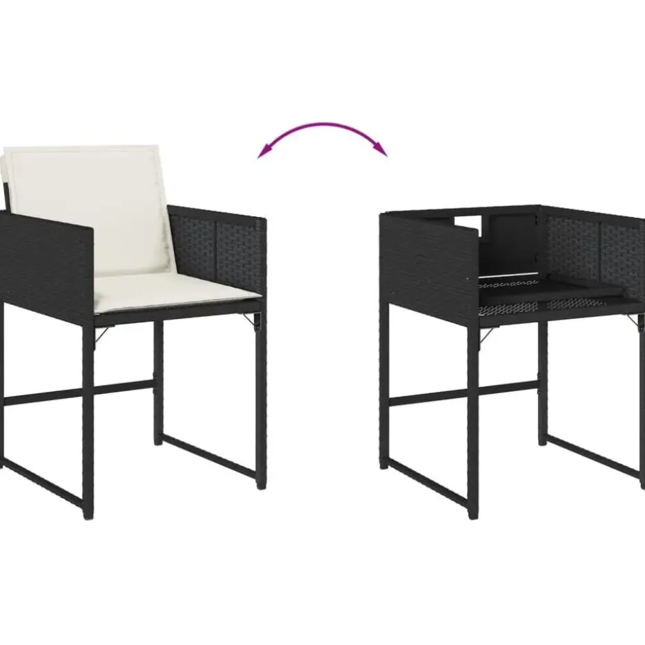 vidaXL - 5-delige Tuinset wit kussens - Zwart - PE rattan en glas - 110x106 cm