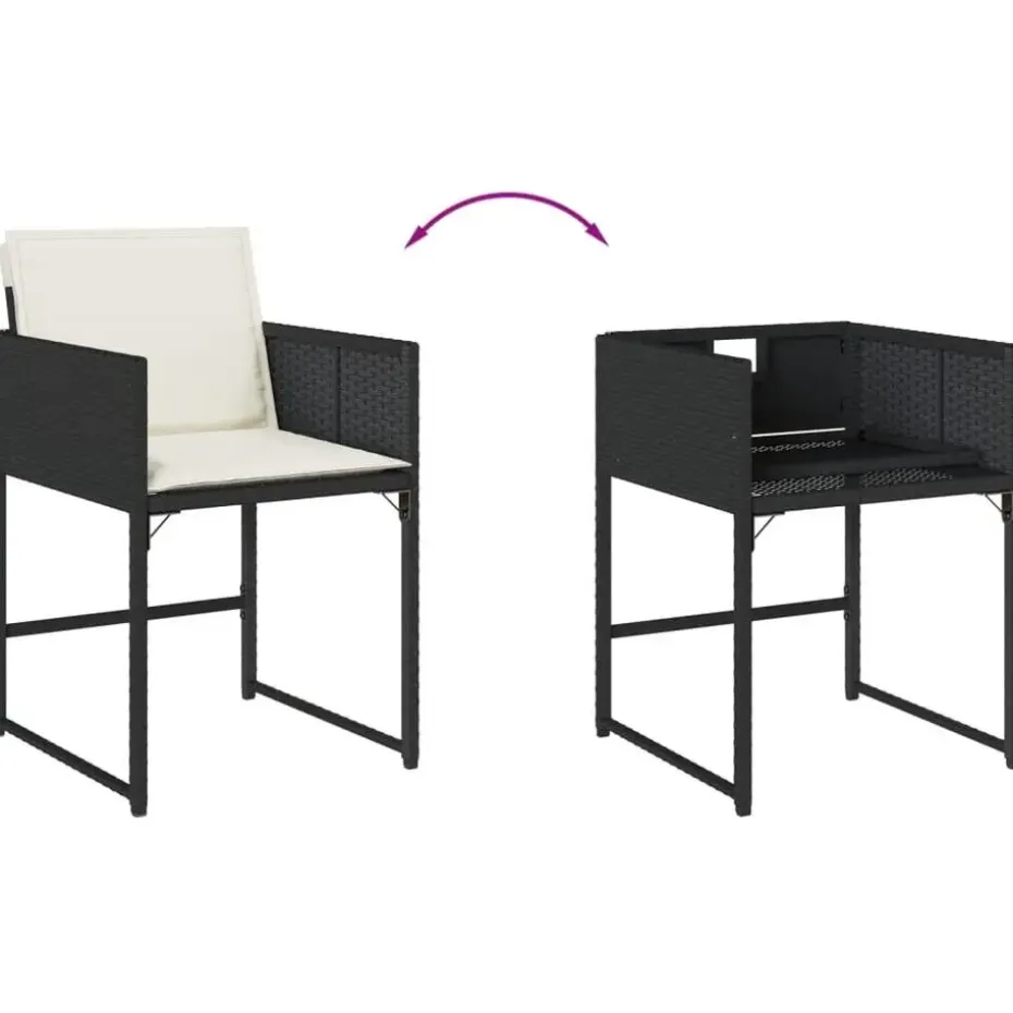 vidaXL - 5-delige Tuinset wit kussens - Zwart - PE rattan en hout - 110x106 cm