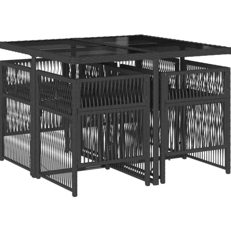 vidaXL - 5-delige Tuinset wit kussens - Zwart - PE rattan en staal - 110x106 cm