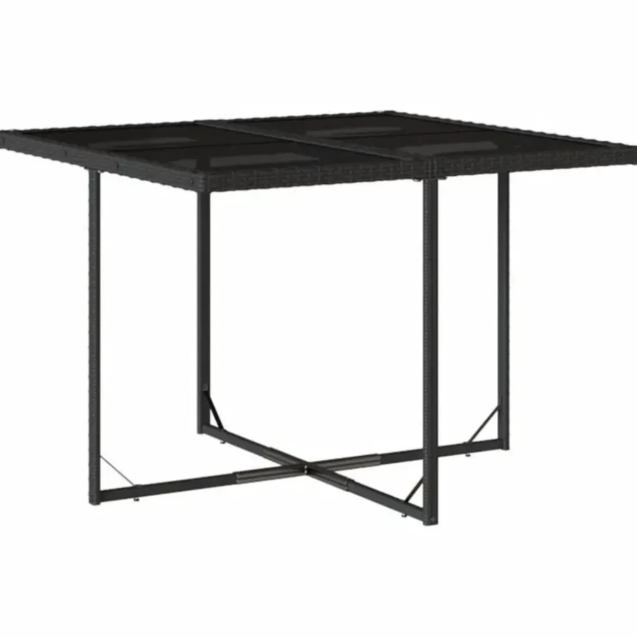 vidaXL - 5-delige Tuinset wit kussens - Zwart - PE rattan en staal - 110x106 cm