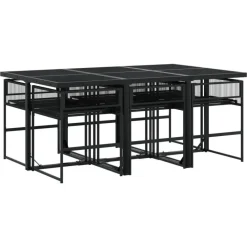 vidaXL - 7-delige Tuinset wit zitkussens - Zwart - PE rattan - 165x107 cm