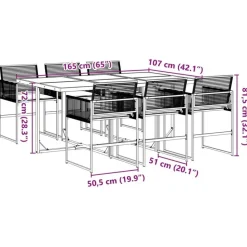 vidaXL - 7-delige Tuinset wit zitkussens - Zwart - PE rattan - 165x107 cm