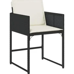 vidaXL - 9-delige Tuinset wit kussens 4 krukken - Zwart poly rattan - 110x106 cm