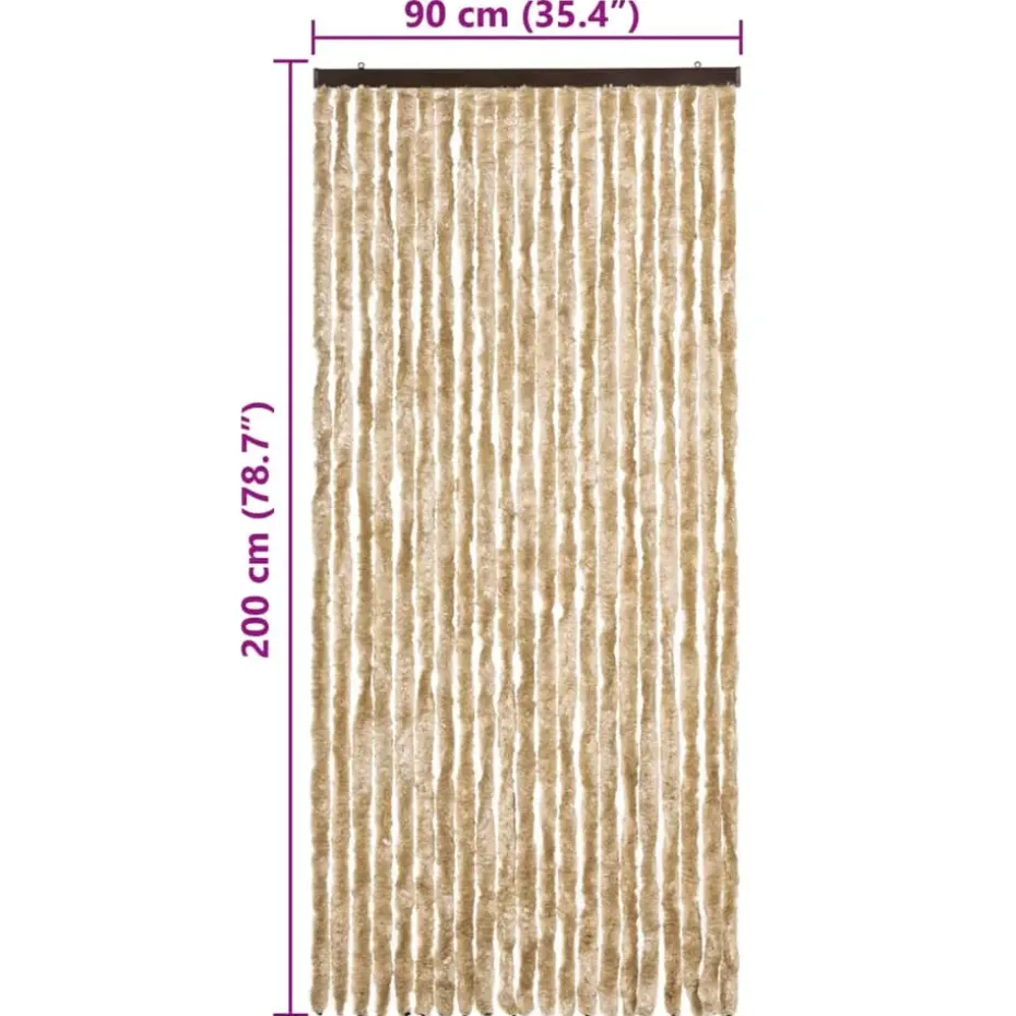 vidaXL - Deurgordijn - Beige - Polypropyleen - 90 x 200 cm