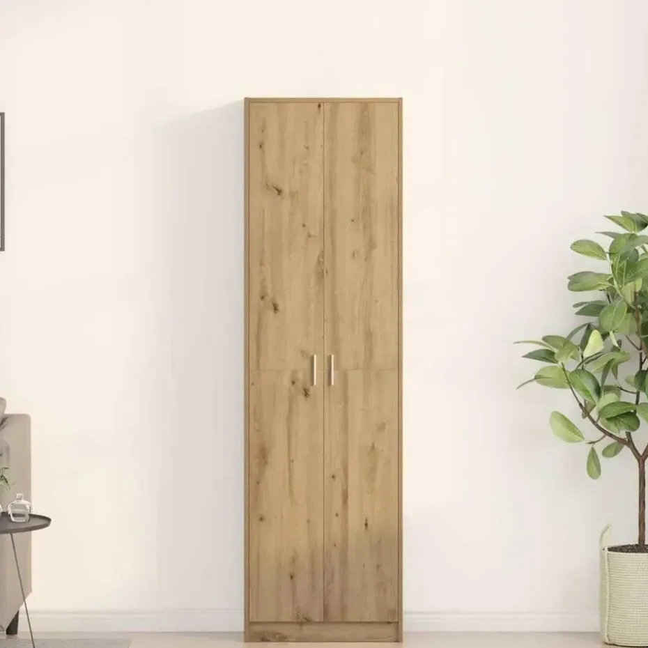 vidaXL - 2-deurs Kledingkast met planken - Hout - Artisan eiken - 55x25x189 cm