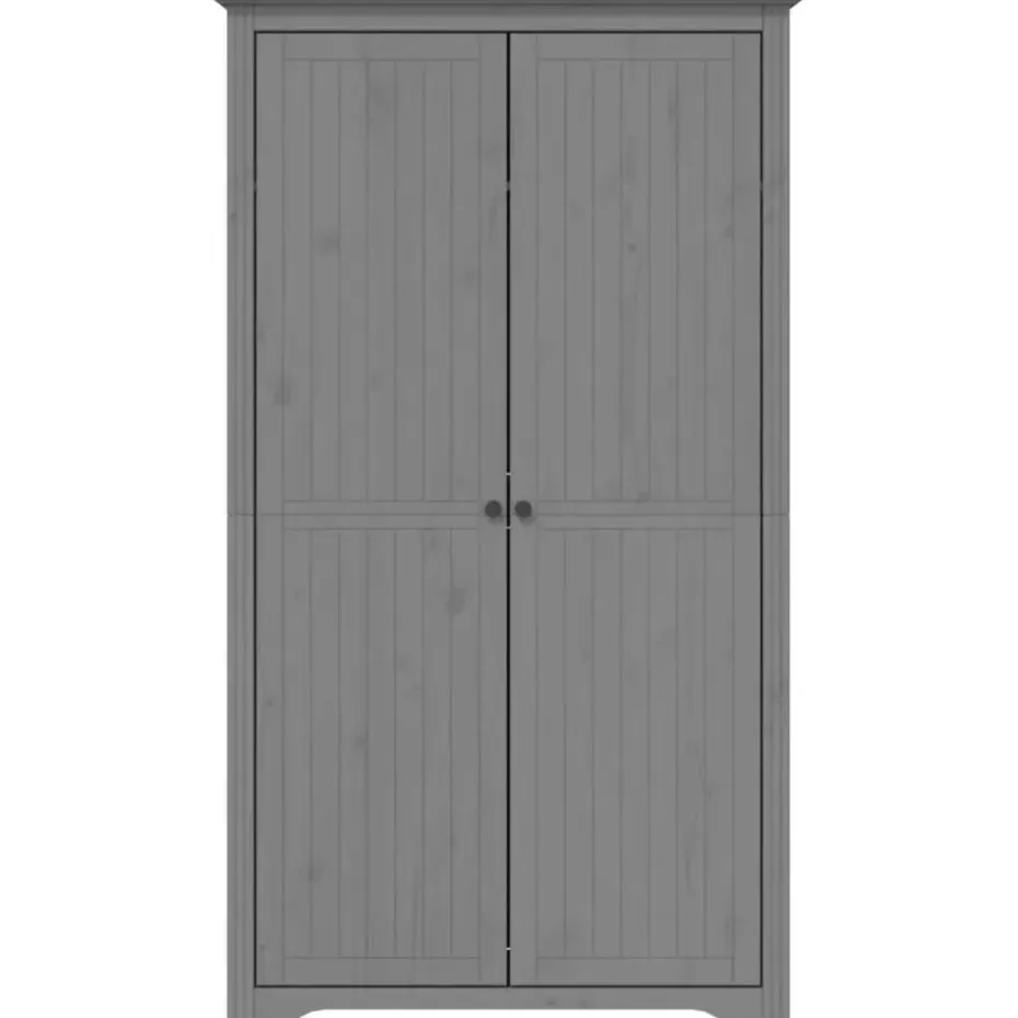 vidaXL - 2-deurs Kledingkast BODO - Massief grenenhout - Grijs - 99x53.5x173 cm
