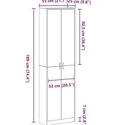 vidaXL - 2-deurs Kledingkast met planken - Hout - Zwart eiken - 55x25x189 cm