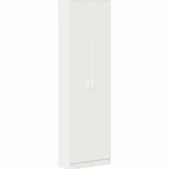 vidaXL - 2-deurs Kledingkast met planken - Bewerket hout - Wit - 55x25x189 cm
