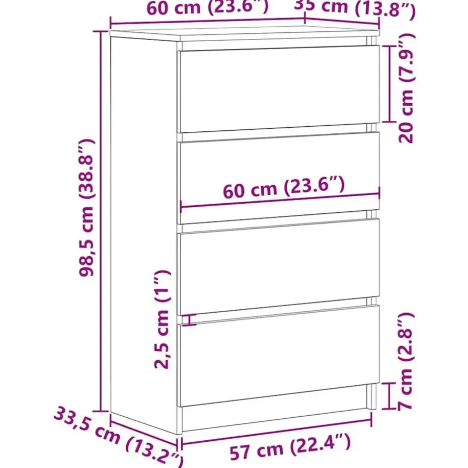 vidaXL - Dressoir - Bruin - Bewerkt hout