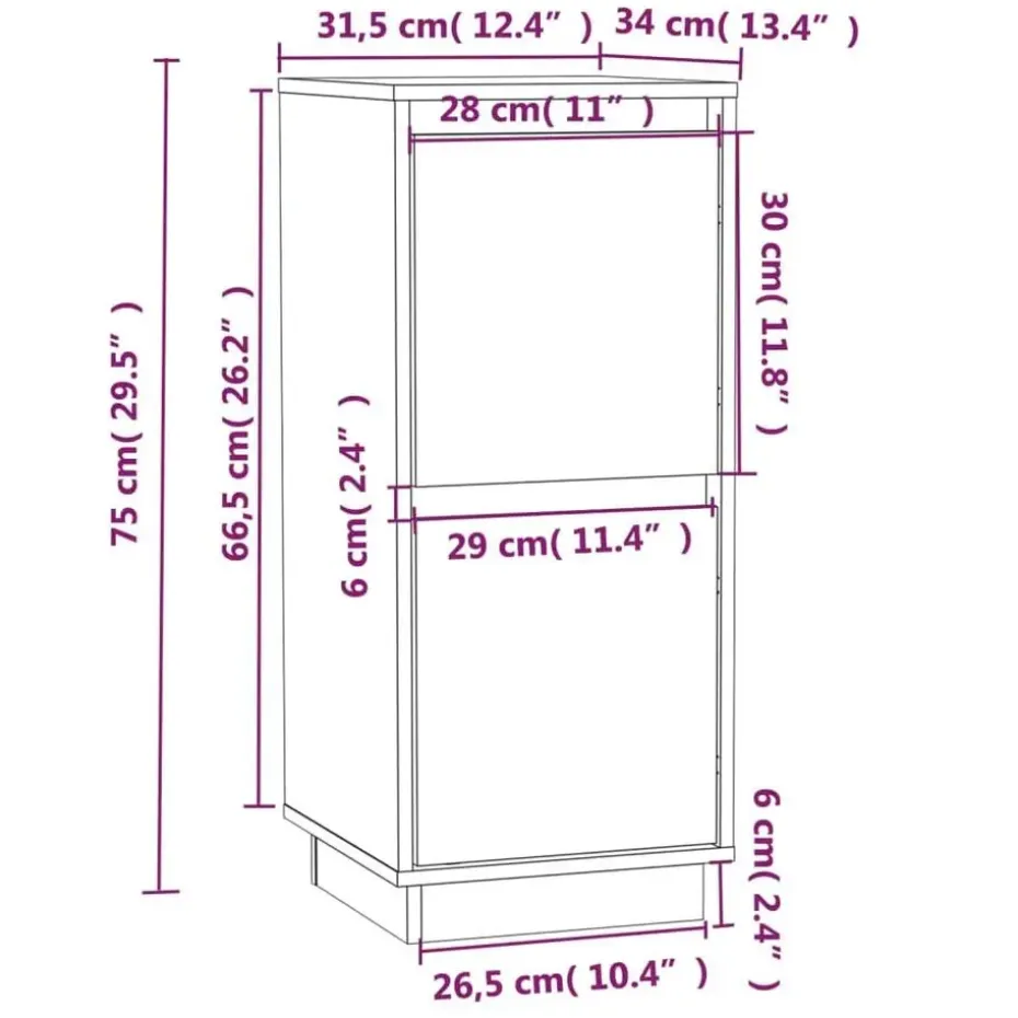 vidaXL - Dressoir - Grijs - Grenenhout - 2 stuks