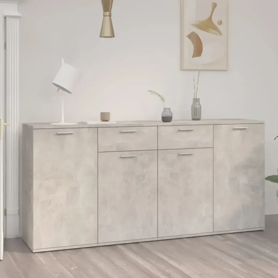 vidaXL - Dressoir - Grijs - Bewerkt hout