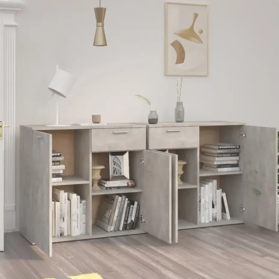 vidaXL - Dressoir - Grijs - Bewerkt hout