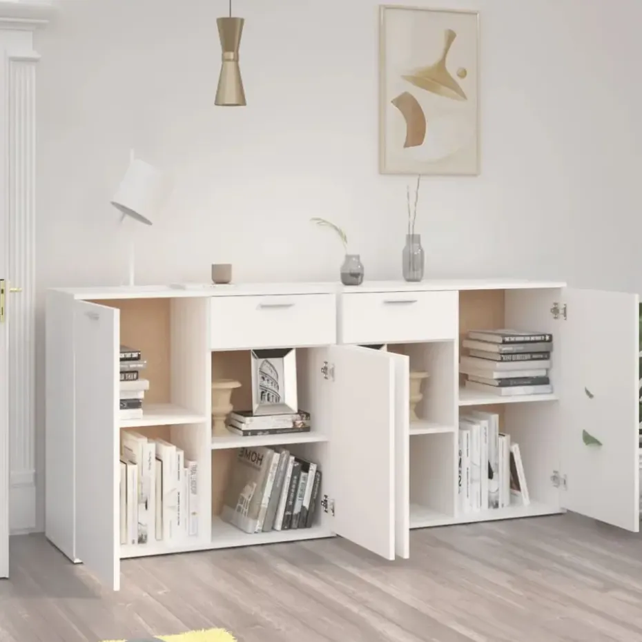 vidaXL - Dressoir - Wit - Bewerkt hout