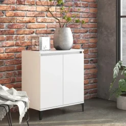 vidaXL - Dressoir - Wit - Bewerkt hout