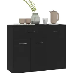 vidaXL - Dressoir - Zwart - Bewerkt hout