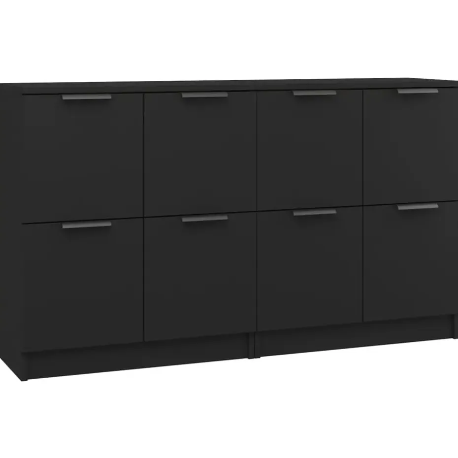 vidaXL - Dressoir - Zwart - Bewerkt hout - 2 stuks