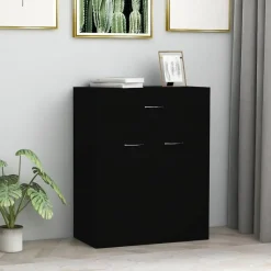 vidaXL - Dressoir - Zwart - Bewerkt hout